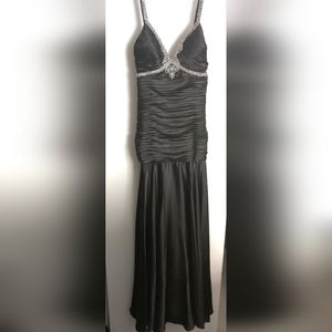 Chicas Womens Dress Black Extra Small Prom Cocktail Long Beaded Babydoll